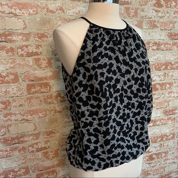 Express Halter Leopard Print Blouse Tie Neck Elastic Hem Blousy - Picture 5 of 9